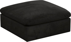 Cozy Velvet / Fiber / Engineered Wood Contemporary Black Velvet Ottoman - 39" W x 40" D x 18.5" H