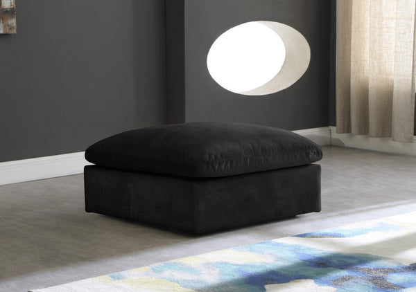 Cozy Velvet / Fiber / Engineered Wood Contemporary Black Velvet Ottoman - 39" W x 40" D x 18.5" H