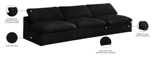 Cozy Velvet / Fiber / Engineered Wood Contemporary Black Velvet Cloud-Like Comfort Modular Armless Sofa - 117" W x 40" D x 32" H