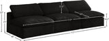Cozy Velvet / Fiber / Engineered Wood Contemporary Black Velvet Cloud-Like Comfort Modular Armless Sofa - 117" W x 40" D x 32" H