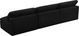 Cozy Velvet / Fiber / Engineered Wood Contemporary Black Velvet Cloud-Like Comfort Modular Armless Sofa - 117" W x 40" D x 32" H