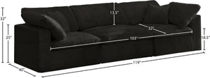 Cozy Velvet / Fiber / Engineered Wood Contemporary Black Velvet Cloud-Like Comfort Modular Sofa - 119" W x 40" D x 32" H