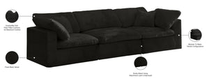 Cozy Velvet / Fiber / Engineered Wood Contemporary Black Velvet Cloud-Like Comfort Modular Sofa - 119" W x 40" D x 32" H