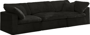 Cozy Velvet / Fiber / Engineered Wood Contemporary Black Velvet Cloud-Like Comfort Modular Sofa - 119" W x 40" D x 32" H