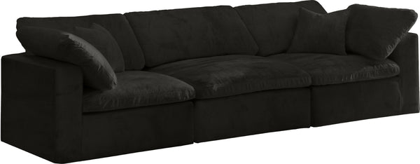 Cozy Velvet / Fiber / Engineered Wood Contemporary Black Velvet Cloud-Like Comfort Modular Sofa - 119" W x 40" D x 32" H