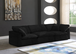 Cozy Velvet / Fiber / Engineered Wood Contemporary Black Velvet Cloud-Like Comfort Modular Sofa - 119" W x 40" D x 32" H