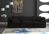 Cozy Velvet / Fiber / Engineered Wood Contemporary Black Velvet Cloud-Like Comfort Modular Sofa - 119" W x 40" D x 32" H