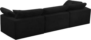 Cozy Velvet / Fiber / Engineered Wood Contemporary Black Velvet Cloud-Like Comfort Modular Sofa - 119" W x 40" D x 32" H
