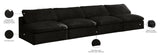 Cozy Velvet / Fiber / Engineered Wood Contemporary Black Velvet Cloud-Like Comfort Modular Armless Sofa - 156" W x 40" D x 32" H