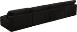 Cozy Velvet / Fiber / Engineered Wood Contemporary Black Velvet Cloud-Like Comfort Modular Armless Sofa - 156" W x 40" D x 32" H