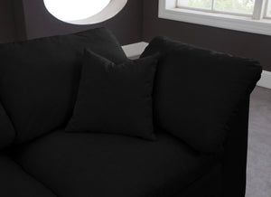 Cozy Velvet / Fiber / Engineered Wood Contemporary Black Velvet Cloud-Like Comfort Modular Armless Sofa - 156" W x 40" D x 32" H