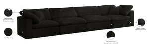 Cozy Velvet / Fiber / Engineered Wood Contemporary Black Velvet Cloud-Like Comfort Modular Sofa - 158" W x 40" D x 32" H