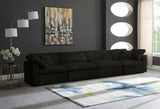 Cozy Velvet / Fiber / Engineered Wood Contemporary Black Velvet Cloud-Like Comfort Modular Sofa - 158" W x 40" D x 32" H