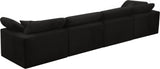 Cozy Velvet / Fiber / Engineered Wood Contemporary Black Velvet Cloud-Like Comfort Modular Sofa - 158" W x 40" D x 32" H