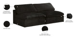 Cozy Velvet / Fiber / Engineered Wood Contemporary Black Velvet Cloud-Like Comfort Modular Armless Sofa - 78" W x 40" D x 32" H