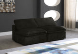 Cozy Velvet / Fiber / Engineered Wood Contemporary Black Velvet Cloud-Like Comfort Modular Armless Sofa - 78" W x 40" D x 32" H