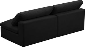 Cozy Velvet / Fiber / Engineered Wood Contemporary Black Velvet Cloud-Like Comfort Modular Armless Sofa - 78" W x 40" D x 32" H