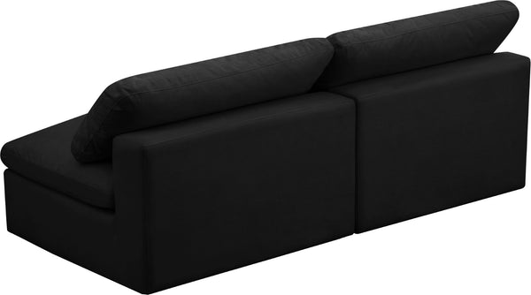 Cozy Velvet / Fiber / Engineered Wood Contemporary Black Velvet Cloud-Like Comfort Modular Armless Sofa - 78" W x 40" D x 32" H