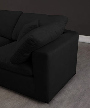 Cozy Velvet / Fiber / Engineered Wood Contemporary Black Velvet Cloud-Like Comfort Modular Armless Sofa - 78" W x 40" D x 32" H