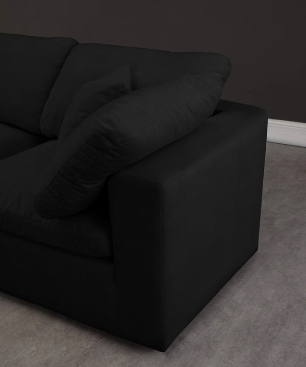 Cozy Velvet / Fiber / Engineered Wood Contemporary Black Velvet Cloud-Like Comfort Modular Armless Sofa - 78" W x 40" D x 32" H
