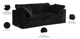 Cozy Velvet / Fiber / Engineered Wood Contemporary Black Velvet Cloud-Like Comfort Modular Sofa - 80" W x 40" D x 32" H