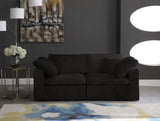 Cozy Velvet / Fiber / Engineered Wood Contemporary Black Velvet Cloud-Like Comfort Modular Sofa - 80" W x 40" D x 32" H