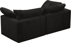 Cozy Velvet / Fiber / Engineered Wood Contemporary Black Velvet Cloud-Like Comfort Modular Sofa - 80" W x 40" D x 32" H