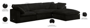 Cozy Velvet / Fiber / Engineered Wood Contemporary Black Velvet Cloud-Like Comfort Modular Sectional - 119" W x 80" D x 32" H