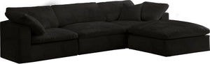 Cozy Velvet / Fiber / Engineered Wood Contemporary Black Velvet Cloud-Like Comfort Modular Sectional - 119" W x 80" D x 32" H