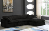 Cozy Velvet / Fiber / Engineered Wood Contemporary Black Velvet Cloud-Like Comfort Modular Sectional - 119" W x 80" D x 32" H