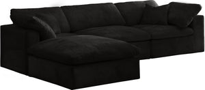 Cozy Velvet / Fiber / Engineered Wood Contemporary Black Velvet Cloud-Like Comfort Modular Sectional - 119" W x 80" D x 32" H
