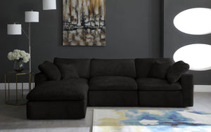Cozy Velvet / Fiber / Engineered Wood Contemporary Black Velvet Cloud-Like Comfort Modular Sectional - 119" W x 80" D x 32" H