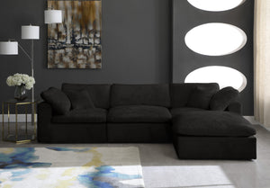 Cozy Velvet / Fiber / Engineered Wood Contemporary Black Velvet Cloud-Like Comfort Modular Sectional - 119" W x 80" D x 32" H