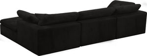 Cozy Velvet / Fiber / Engineered Wood Contemporary Black Velvet Cloud-Like Comfort Modular Sectional - 119" W x 80" D x 32" H