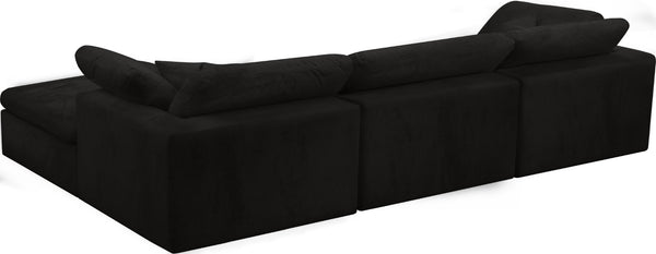 Cozy Velvet / Fiber / Engineered Wood Contemporary Black Velvet Cloud-Like Comfort Modular Sectional - 119" W x 80" D x 32" H