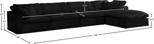 Cozy Velvet / Fiber / Engineered Wood Contemporary Black Velvet Cloud-Like Comfort Modular Sectional - 158" W x 80" D x 32" H
