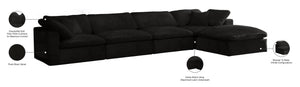 Cozy Velvet / Fiber / Engineered Wood Contemporary Black Velvet Cloud-Like Comfort Modular Sectional - 158" W x 80" D x 32" H