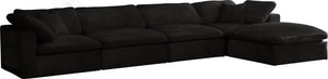 Cozy Velvet / Fiber / Engineered Wood Contemporary Black Velvet Cloud-Like Comfort Modular Sectional - 158" W x 80" D x 32" H