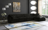 Cozy Velvet / Fiber / Engineered Wood Contemporary Black Velvet Cloud-Like Comfort Modular Sectional - 158" W x 80" D x 32" H