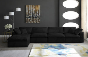 Cozy Velvet / Fiber / Engineered Wood Contemporary Black Velvet Cloud-Like Comfort Modular Sectional - 158" W x 80" D x 32" H