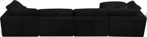 Cozy Velvet / Fiber / Engineered Wood Contemporary Black Velvet Cloud-Like Comfort Modular Sectional - 158" W x 80" D x 32" H