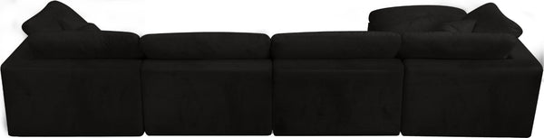 Cozy Velvet / Fiber / Engineered Wood Contemporary Black Velvet Cloud-Like Comfort Modular Sectional - 158" W x 80" D x 32" H