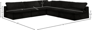 Cozy Velvet / Fiber / Engineered Wood Contemporary Black Velvet Cloud-Like Comfort Modular Sectional - 118" W x 120" D x 32" H