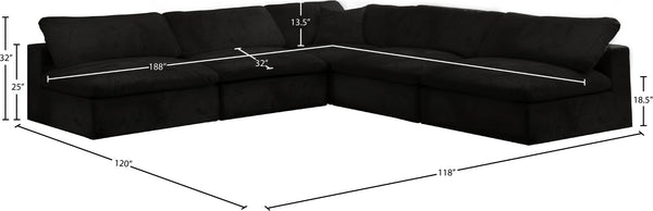 Cozy Velvet / Fiber / Engineered Wood Contemporary Black Velvet Cloud-Like Comfort Modular Sectional - 118" W x 120" D x 32" H