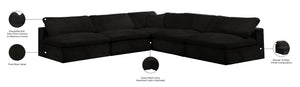 Cozy Velvet / Fiber / Engineered Wood Contemporary Black Velvet Cloud-Like Comfort Modular Sectional - 118" W x 120" D x 32" H