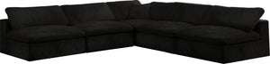 Cozy Velvet / Fiber / Engineered Wood Contemporary Black Velvet Cloud-Like Comfort Modular Sectional - 118" W x 120" D x 32" H