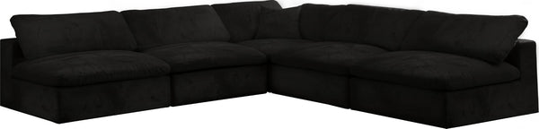 Cozy Velvet / Fiber / Engineered Wood Contemporary Black Velvet Cloud-Like Comfort Modular Sectional - 118" W x 120" D x 32" H