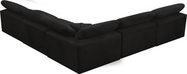 Cozy Velvet / Fiber / Engineered Wood Contemporary Black Velvet Cloud-Like Comfort Modular Sectional - 118" W x 120" D x 32" H