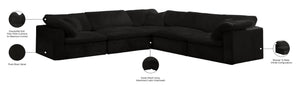 Cozy Velvet / Fiber / Engineered Wood Contemporary Black Velvet Cloud-Like Comfort Modular Sectional - 119" W x 120" D x 32" H