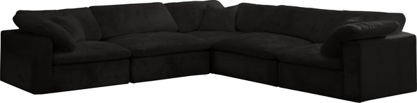 Cozy Velvet / Fiber / Engineered Wood Contemporary Black Velvet Cloud-Like Comfort Modular Sectional - 119" W x 120" D x 32" H